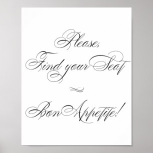 Póster Elegante caligrafía bon appetita negra Buscar as