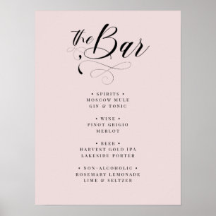 Póster Elegante caligrafía clásica Boda Bar Menú Poste