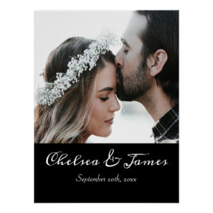 Póster Elegante caligrafía de fotografía moderna Nombre B