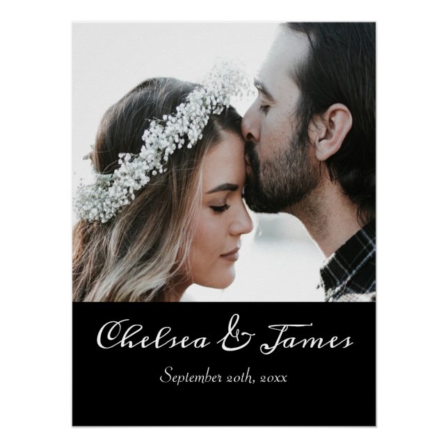 Póster Elegante caligrafía de fotografía moderna Nombre B (Anverso)