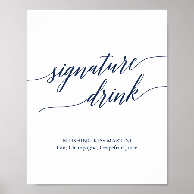 Póster Elegante caligrafía de la marina Rótulo de bebida  (Frente)