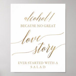 Póster Elegante caligrafía de oro Alcohol Rótulo de histo