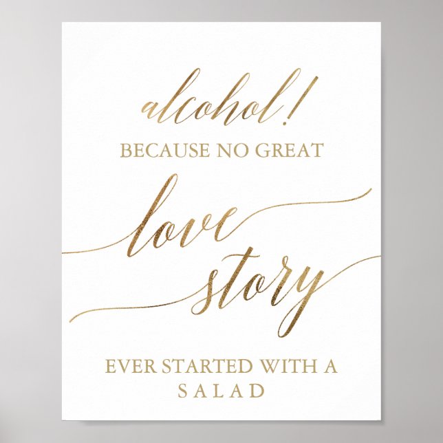 Póster Elegante caligrafía de oro Alcohol Rótulo de histo (Frente)