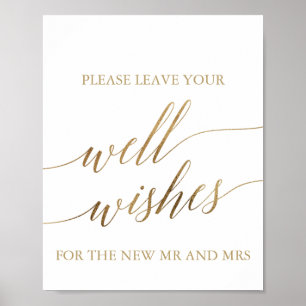 Póster Elegante caligrafía de oro Desearía Rótulo