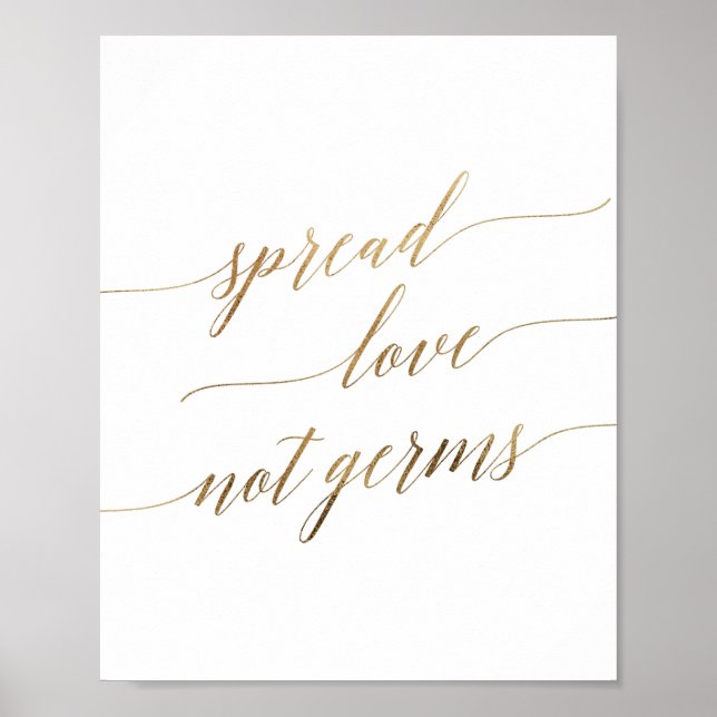 Póster Elegante caligrafía de oro difunde amor no gérmene (Frente)
