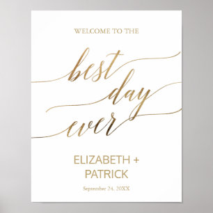 Póster Elegante caligrafía de oro El mejor Rótulo del día