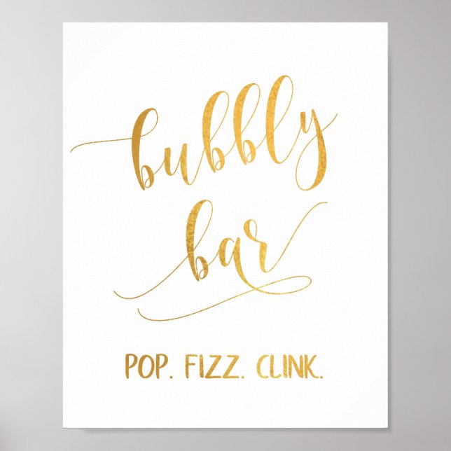 Póster Elegante caligrafía de oro Fiesta Rótulo de bar de (Frente)