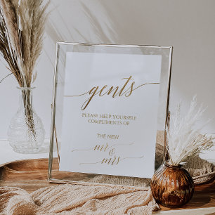 Póster Elegante caligrafía de oro Gents Rótulo de baño