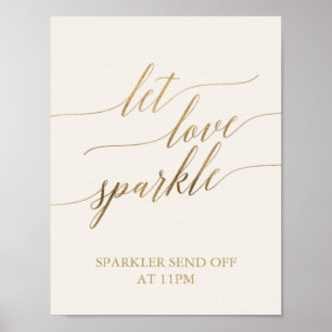 Póster Elegante caligrafía de oro Ivory Let Love Sparkl