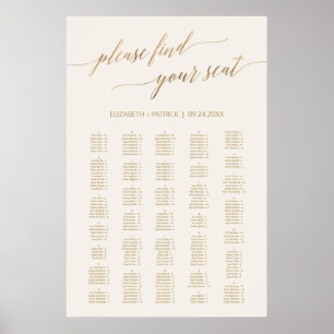 Póster Elegante caligrafía de oro Marfil 200+ Cuadro de a