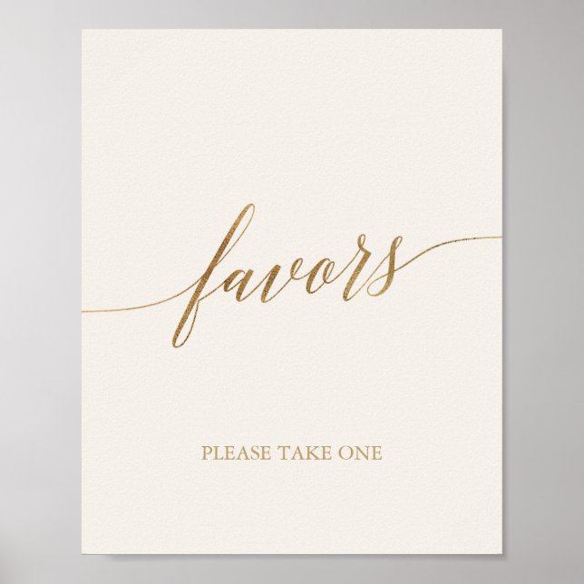 Póster Elegante caligrafía de oro | Marfil Favors (Frente)