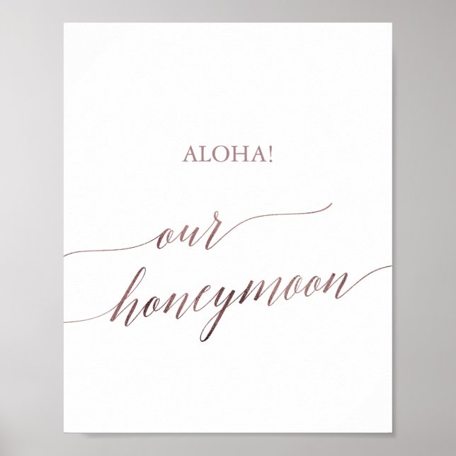 Póster Elegante caligrafía de oro Rosa Aloha Nuestra luna (Frente)