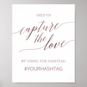 Póster Elegante Caligrafía de Oro Rosa Captura El Amor