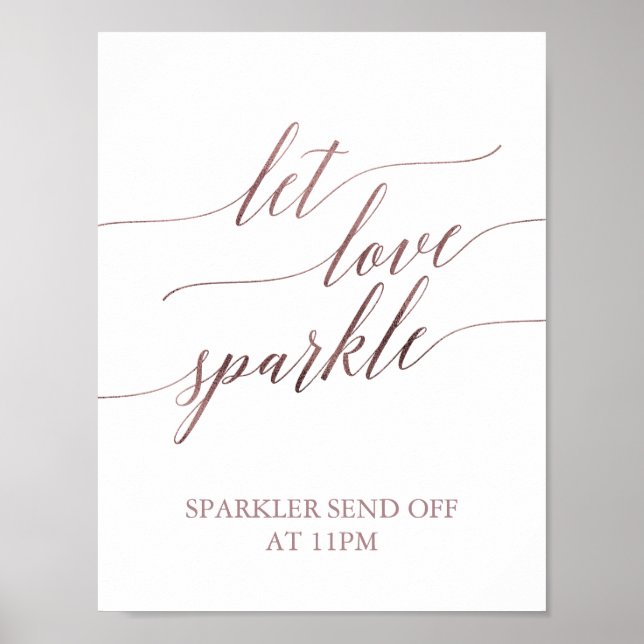 Póster Elegante caligrafía de oro Rosa deja que el amor s (Frente)