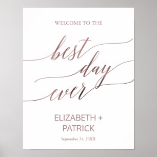 Póster Elegante caligrafía de oro Rosa mejor Rótulo de dí