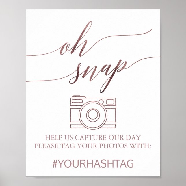 Póster Elegante caligrafía de oro Rosa Oh Rótulo Snap (Frente)