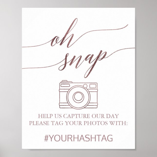 Póster Elegante caligrafía de oro Rosa Oh Rótulo Snap (Frente)
