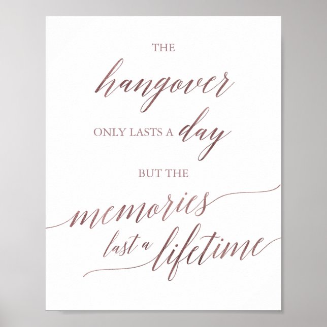 Póster Elegante caligrafía de oro Rosa resaca y Recuerdos (Frente)