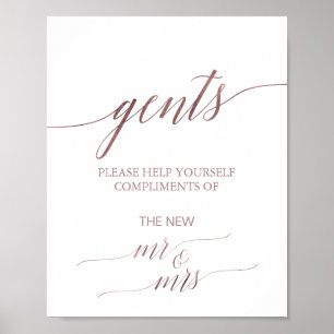 Póster Elegante caligrafía de oro Rosa Rótulo de baño Gen