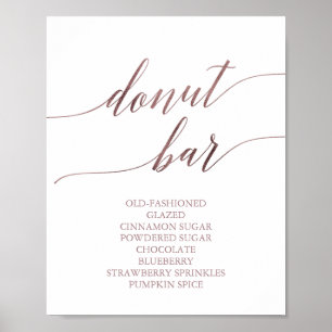 Póster Elegante caligrafía de oro Rosa Rótulo Donut Bar