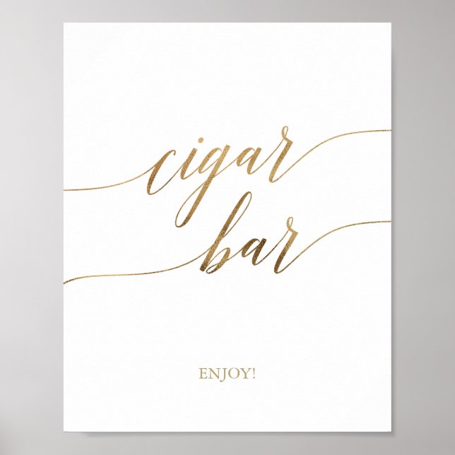 Póster Elegante caligrafía de oro Rótulo de bar de puros (Frente)
