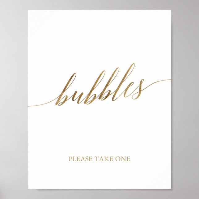 Póster Elegante caligrafía de oro Rótulo de burbujas (Frente)