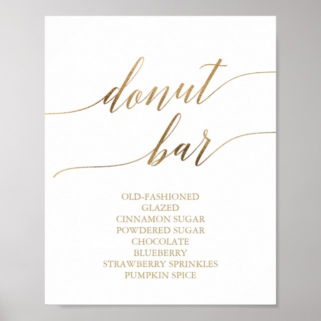 Póster Elegante caligrafía de oro Rótulo Donut Bar (Frente)