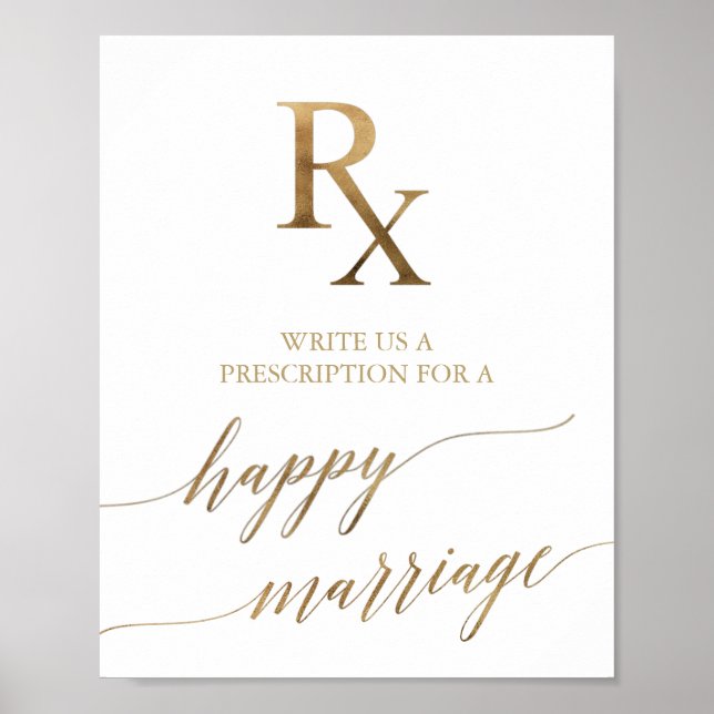 Póster Elegante caligrafía de oro Rx Consejo de Matrimoni (Frente)