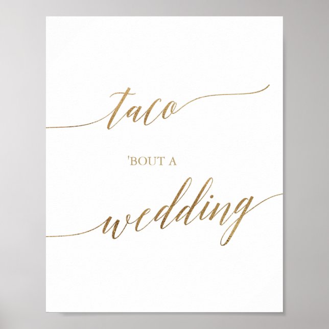 Póster Elegante caligrafía de oro taco 'Bout A Boda Rótul (Frente)