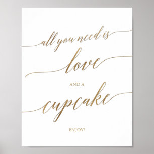 Póster Elegante caligrafía dorada Amor y un Rótulo de tor