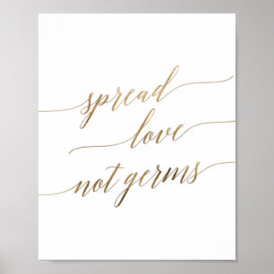Póster Elegante Caligrafía Dorada Difunde Amor No Gérmene