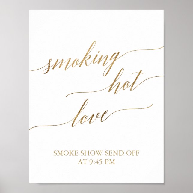 Póster Elegante caligrafía dorada Fumar Rótulo de amor ca (Frente)