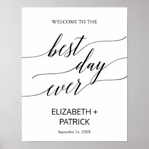 Póster Elegante caligrafía negra El mejor Rótulo del día