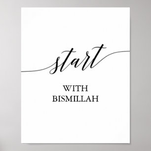 Póster Elegante caligrafía negra empieza con bimillah