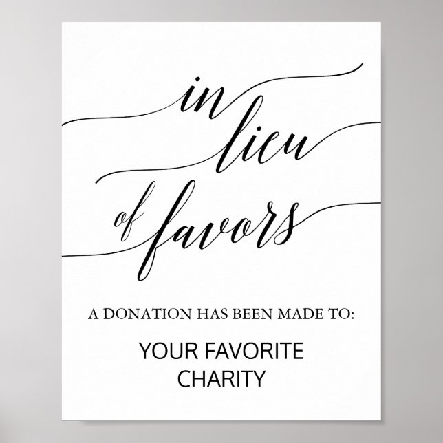 Póster Elegante Caligrafía Negra En Lugar De Favor Rótulo (Frente)