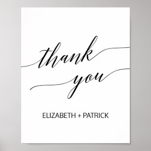 Póster Elegante caligrafía negra gracias