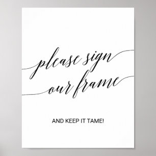 Póster Elegante Caligrafía Negra Por Favor Firme Nuestro