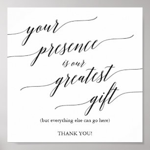 Póster Elegante Caligrafía Negra Presencia Gran Regalo
