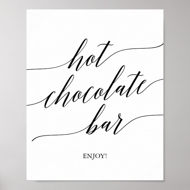 Póster Elegante caligrafía negra Rótulo de bar de chocola (Frente)