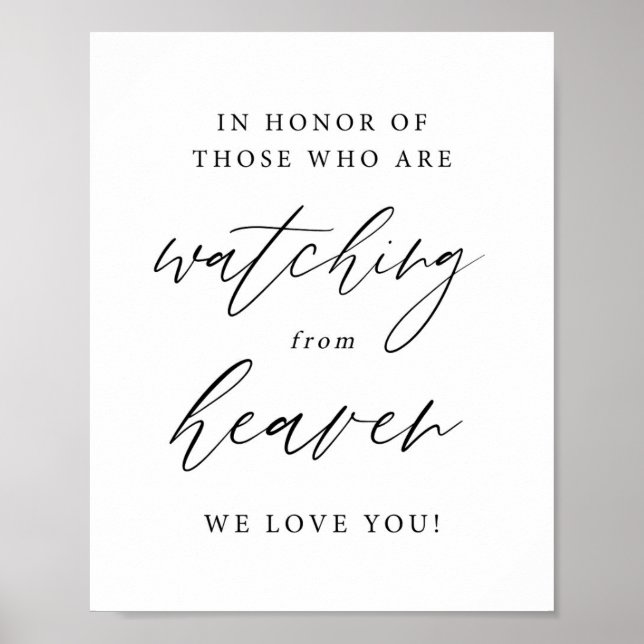 Póster Elegante Caligrafía Observando Desde el Cielo Memo (Frente)