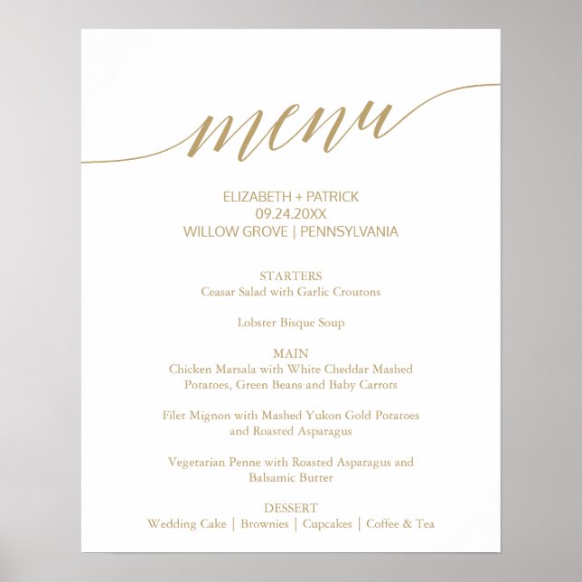 Póster Elegante caligrafía plana de oro Boda Rótulo de me (Frente)