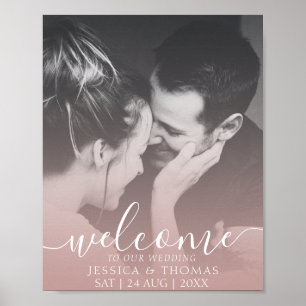 Póster Elegante caligrafía Rosa de fotografía Boda de oro