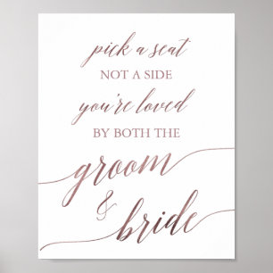 Póster Elegante caligrafía Rosa de oro escoge un Rótulo d