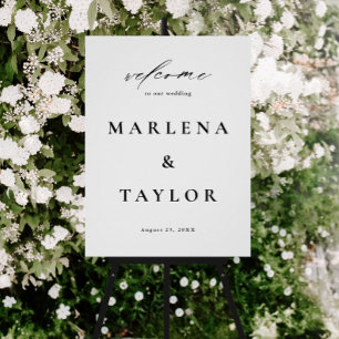 Póster Elegante Caligrafía Simple Boda Bienvenida