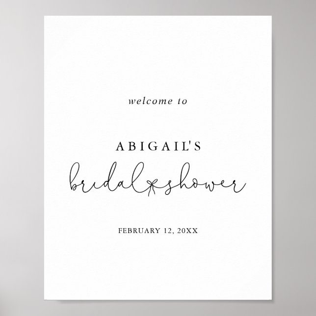 Póster Elegante caligrafía simple ducha de novia bienveni (Frente)