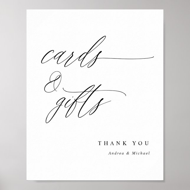 Póster Elegante caligrafía Tarjetas de matrimonio y Rótul (Frente)