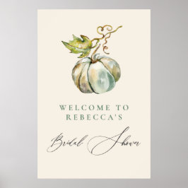 Póster Elegante Calligrafía Calabaza Ducha Bridal Bienven