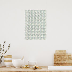 Póster Elegante Campanilla Azul y Verde Turquesa Suave Vi