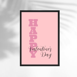 Póster Elegante Candy Pink y Black Happy ValentDay
