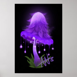 Póster Elegante Capa Inky Colgante Mushroom Purple
